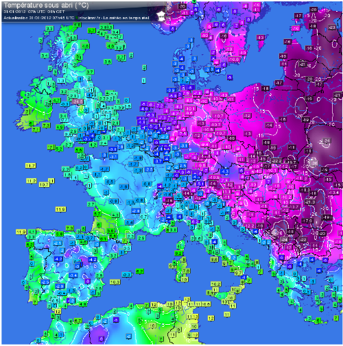 fin janvierdébut février suivi de la vague de froid en Eu